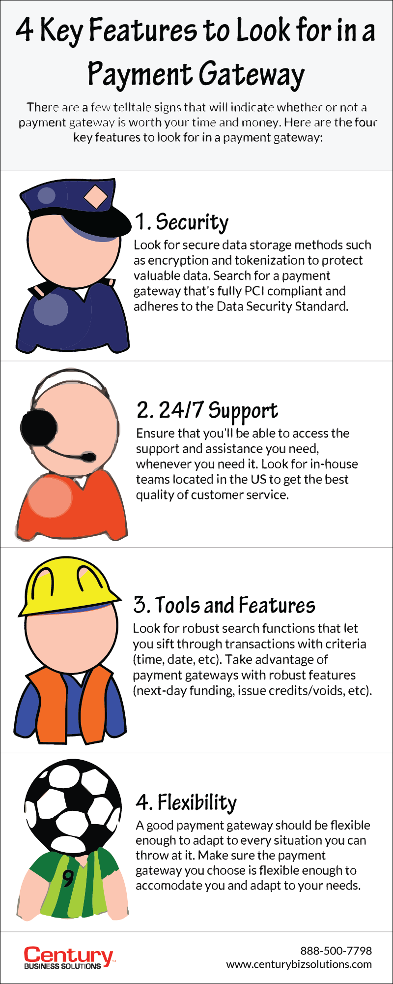 4 key features to look for in a payment gateway infographic