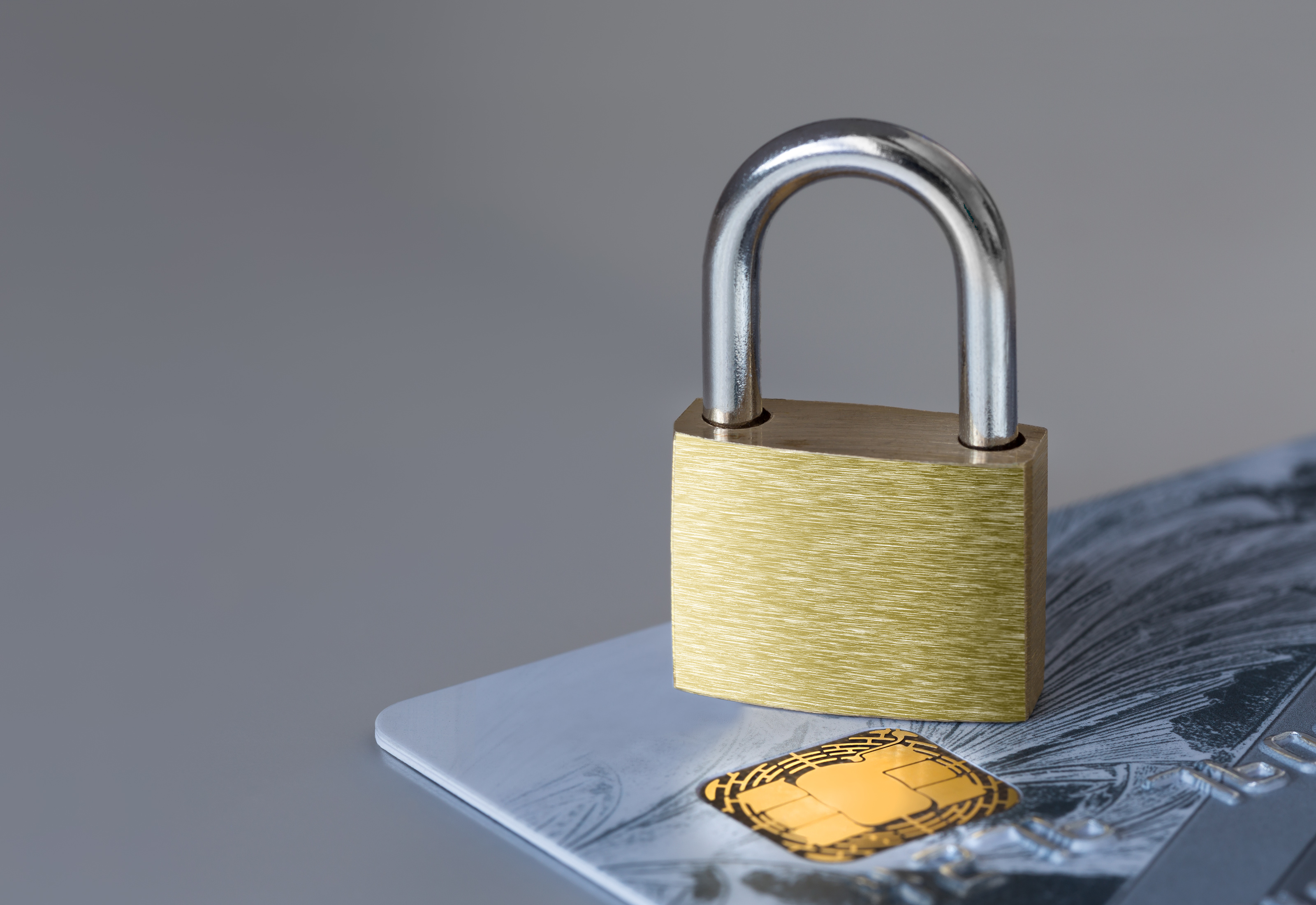 Lock and credit card.