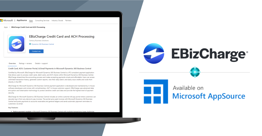 EBizCharge for Microsoft Dynamics 365 Business Central Certified for Microsoft AppSource